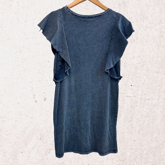 Z Supply Blue Ruffle Sleeve Mini Dress - Picture 2 of 4